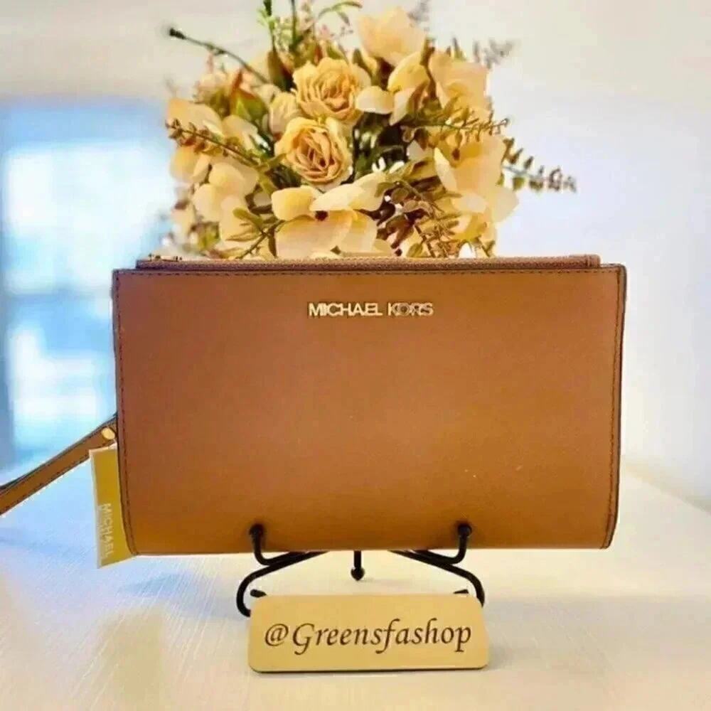 Michael Kors double zip leather wristlet new